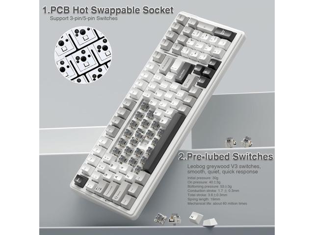 AULA F99 Wireless Mechanical Keyboard,Tri-Mode BT5.0/2.4GHz/USB-C Hot Swappable Custom Keyboard,Pre-lubed Linear Switches,RGB Backlit Computer...