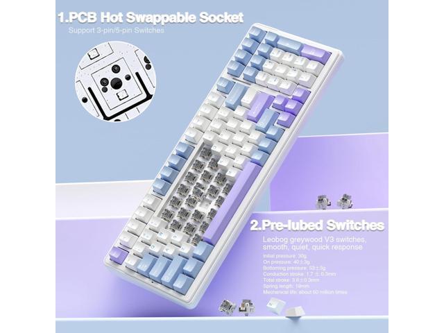 AULA F99 Wireless Mechanical Keyboard,Tri-Mode BT5.0/2.4GHz/USB-C Hot Swappable Custom Keyboard,Pre-lubed Linear Switches,Gasket Structure,RGB...