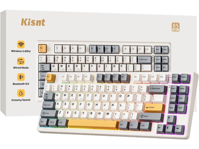 Wireless Mechanical Keyboard,Creamy Sound Gasket Gaming with Bluetooth/2.4GHz/USB-C, 75% 85 Keys Custom Hot Swappable Compact for Win/Mac (Retro...