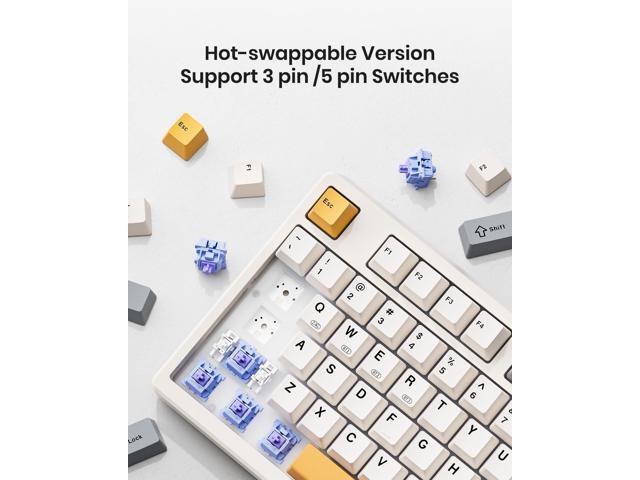 Wireless Mechanical Keyboard,Gasket Mounted with Creamy Sound,Bluetooth/2.4GHz/USB-C,Custom Hot Swappable,RGB Backlit,75% Compact Layout for...