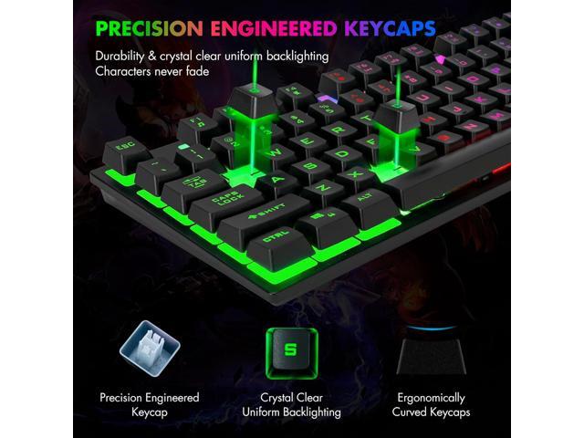 87 Keys TKL Gaming Keyboard and Mouse Combo, Wired LED Rainbow Backlit Keyboard 800-3200 DPI RGB Mouse, Gaming for PS4 Xbox PC Laptop Mac