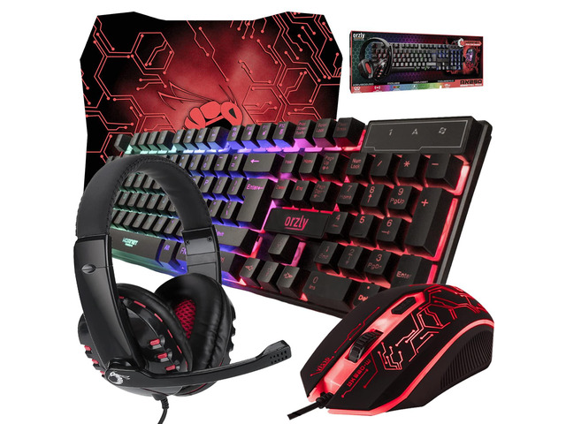 Gaming Keyboard and Mouse and Mouse pad and Gaming Headset, Wired LED RGB Backlight Bundle for PC Gamers and Xbox and PS4 Users - 4 in 1 Edition...