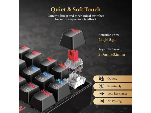 K552 Mechanical Gaming Keyboard, LED Gaming Keyboard with Red Switches, 87 Full Anti-ghosting Keys, Unique Metal Rim for Windows Gaming PC - Black