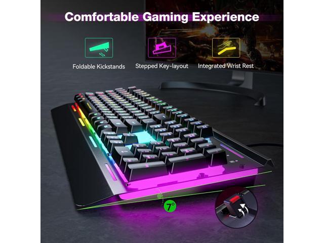 TECKNET Gaming Keyboard, USB Wired Computer Keyboard, 15-Zone RGB Illumination, IP32 Water Resistance, 25 Anti-ghosting Keys, All-Metal Panel...