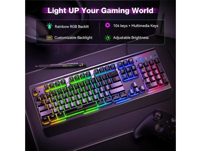 TECKNET Gaming Keyboard, USB Wired Computer Keyboard, 15-Zone RGB Illumination, IP32 Water Resistance, 25 Anti-ghosting Keys, All-Metal Panel...