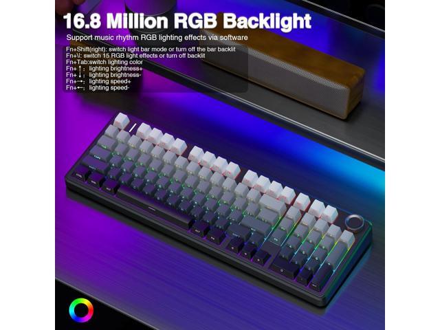 AULA F99 Pro Wireless Mechanical Keyboard with Knob,Gasket Structure,Tri-Mode BT5.0/USB-C/2.4GHz Hot Swappable Keyboard,Creamy Sound,RGB Backlit...