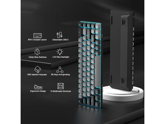 MageGee Portable 60% Mechanical Gaming Keyboard, MK-Box LED Backlit Compact 68 Keys Mini Wired Office Keyboard with Blue Switch for Windows Laptop...