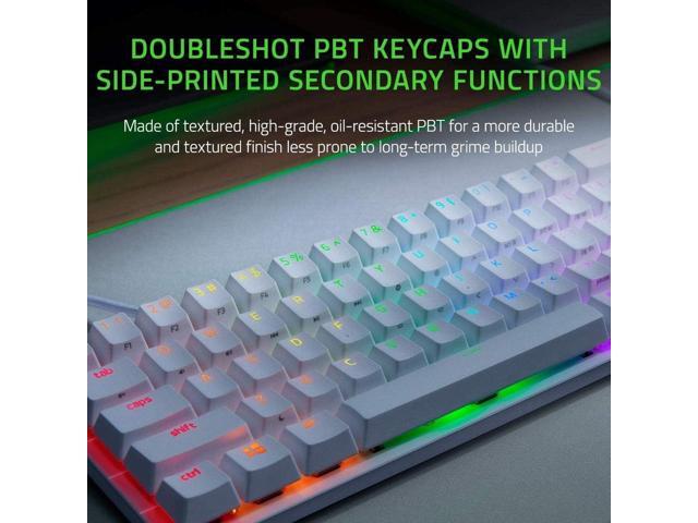 Mini 60% Gaming Keyboard: Fast Keyboard Switches - Clicky Optical Switches - Chroma RGB Lighting - PBT Keycaps - Onboard Memory - Snap Tap - White