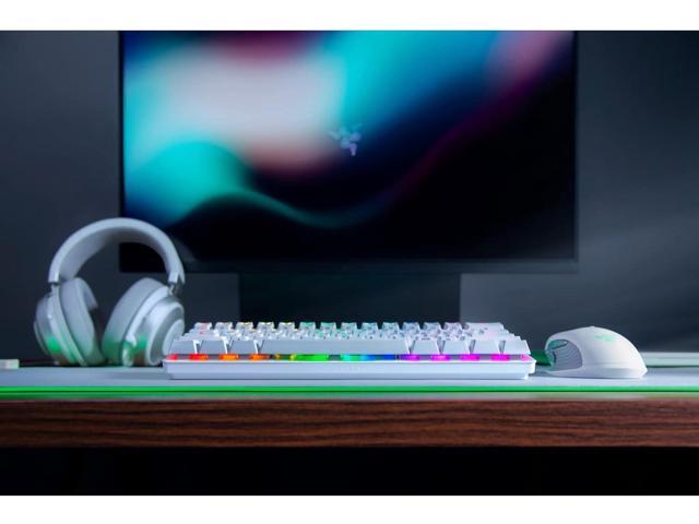 Mini 60% Gaming Keyboard: Fast Keyboard Switches - Clicky Optical Switches - Chroma RGB Lighting - PBT Keycaps - Onboard Memory - Snap Tap - White