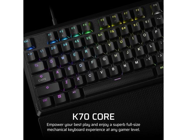 K70 CORE RGB Mechanical Wired Gaming Keyboard with Palmrest Pre-Lubed MLX Red Linear Switches, SOCD, ABS Double-Shot Keycaps, Sound Dampening,...