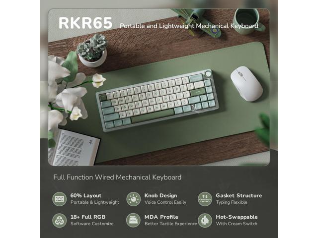 RK ROYAL KLUDGE R65 Wired Mechanical Keyboard, 60% Percent Creamy Gaming Keyboard Gasket Mount RGB Backlit with Programmable Knob, MDA Profile PBT...