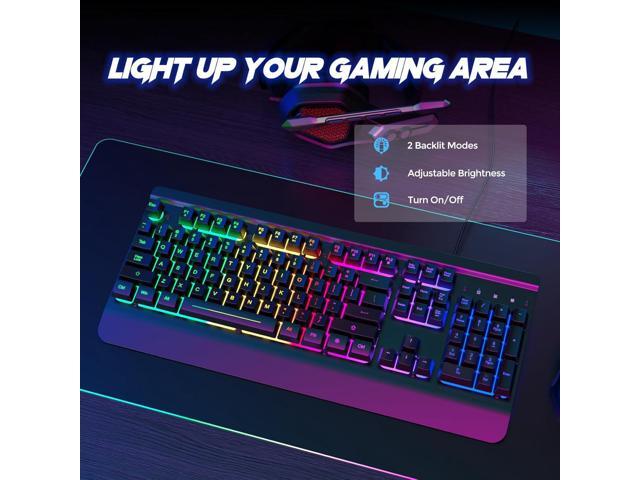 RisoPhy Gaming Keyboard, 104 Keys All-Metal Panel, Rainbow LED Backlit Silent Computer Keyboard, Wrist Rest, Multimedia Keys, Anti-Ghosting,...