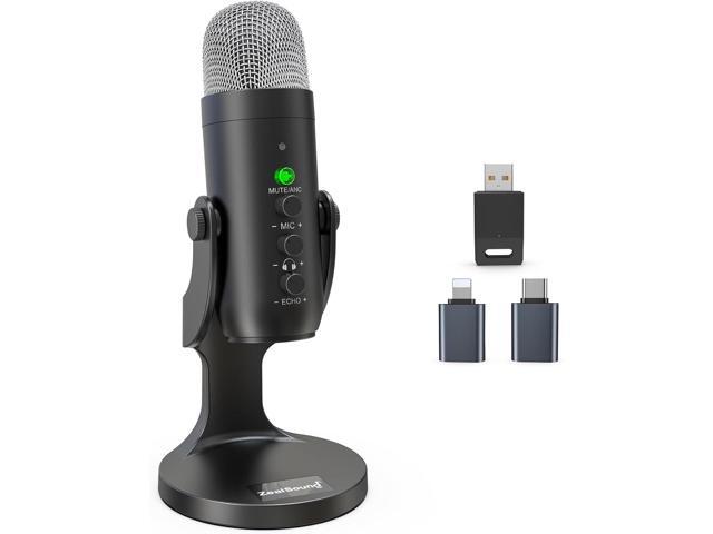 Wireless Microphone,USB Mic for iPhone PC iPad Android Phone-Cordless Condenser Desktop Microphones with Mute Echo Monitor Volume Gain Bluetooth...