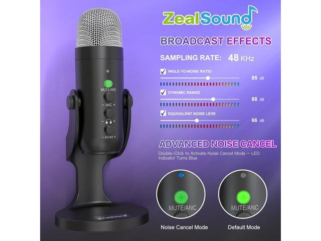 ZealSound Wireless Microphone,USB Mic for iPhone PC iPad Android Phone-Cordless Condenser Desktop Microphones with Mute Echo Monitor Volume Gain...