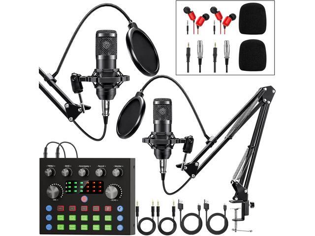 Podcast Equipment Bundle for 2, Audio Interface with Voice Changer Condenser Microphones for Gamer, All-in-One Audio Mixer Perfect for Live...