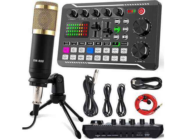 Podcast Equipment Bundle, SINWE Condenser Microphone with Tripod Stand and Professional Audio Mixer for Studio Recording Vocals, Voice Overs,...