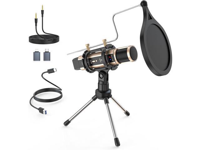 ZealSound Studio Recording Microphone, Condenser Broadcast Microphone w/Stand Built-in Sound Card Echo Recording Karaoke Singing for Phone Computer...