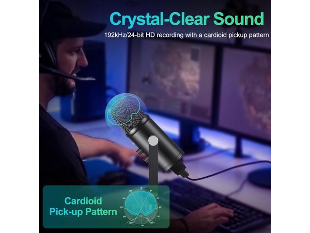 Mercase USB Condenser Microphone for PC, Mac, Phones, PS4/PS5 Plug & Play Studio Mic with Mute Button & Noise Reduction for Recording, Streaming,...