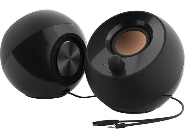 2.0 USB-Powered Desktop Speakers with Far-Field Drivers and Passive Radiators for Pcs and Laptops (Black)