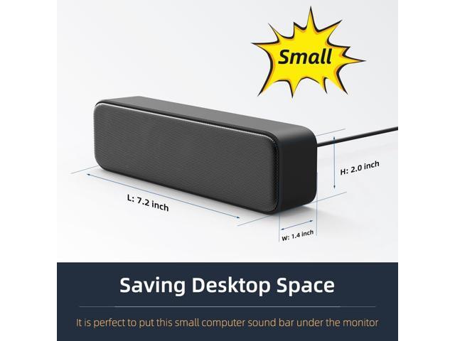 [Upgraded] USB Computer /Laptop Speaker with Stereo Sound & Enhanced Bass, Portable Mini Sound Bar for Windows PCs, Desktop Computer and Laptops
