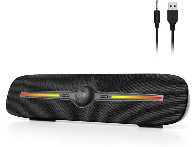 R90 Bluetooth Computer Speakers for Desktop, USB Powered 3.5mm AUX PC Speakers with LED Dynamic Light, Portable Soundbar Speaker with Rotary Volume...