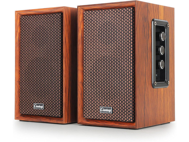40W Computer Speakers,2.0 AC Powered Wooden PC Speakers with Strong Bass,7.28' X 2 AC Powered AUX /Bluetooth Bookshelf Speakers with USB Input for...