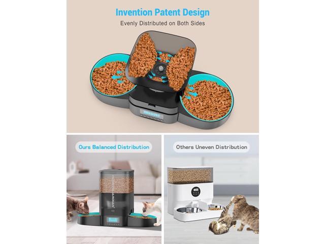 3.5L Automatic Cat Feeder for Two Cats, Cat Food Dispenser with Stainless Steel Bowl,Timed Cat Feeder Programmable 1-6 Meals Control, Dual Power...