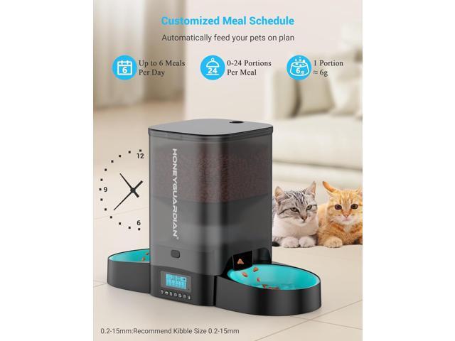 3.5L Automatic Cat Feeder for Two Cats, Cat Food Dispenser with Stainless Steel Bowl,Timed Cat Feeder Programmable 1-6 Meals Control, Dual Power...