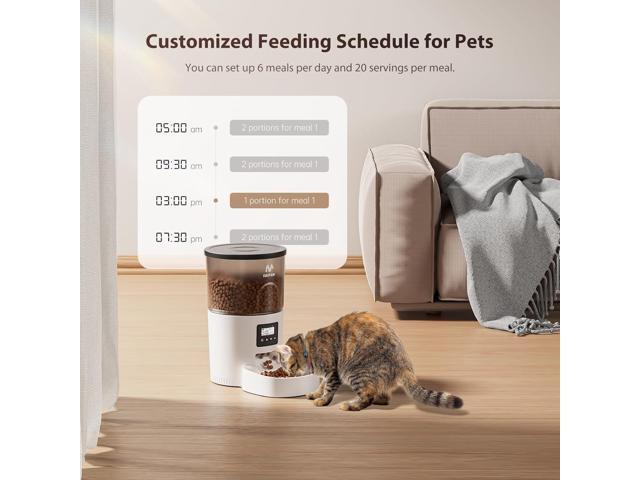 Automatic Cat Feeders, 3L Timed Cat Dry Food Dispenser, Dual Power Supply, Programmable Portion Size, 1-6 Meals Per Day, Auto Pet Feeder for Cats...