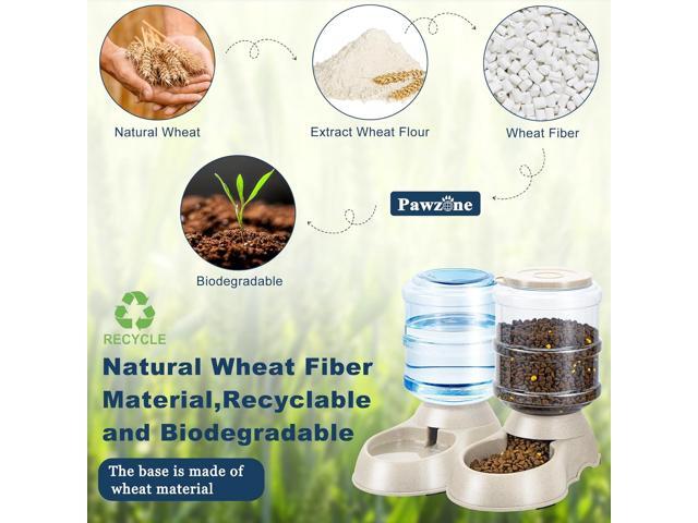 2 Pack Automatic Cat Feeder and Water Dispenser in Set Pet Food Bowl for Small Medium Dog Pets Puppy Kitten Big Capacity 1 Gallon x 2 (Cream)