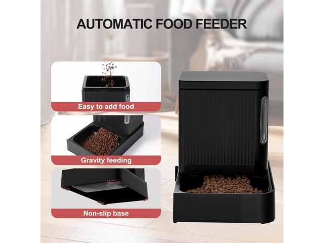 Gravity Cat Feeder and Water Dispenser, 2 in 1 Automatic Cat Feeder with 180 Degree Rotatable, 2 Pack Self Feeding Pet Bowl Set for Small Medium...