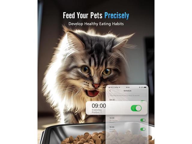 Automatic Cat Feeder with 5G WiFi, Automatic Cat Food Dispenser for 2 Cats Small Pets, 20 Cups/5L Timed Dry Food Dispenser with APP Control