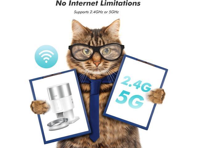 Automatic Cat Feeder - 5G WiFi Cat Food Dispenser with Stainless Steel Food Storage, 1-6 Meals Per Day, 1-16 Portion, Voice Recording, Auto Pet...