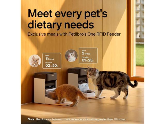 Automatic Cat Feeders for 2 Cats, 5G Wi-Fi 2 Cat Feeder Automatic, 3L Auto Cat Feeders with Light Collar Tag, Tag Activated 2 Automatic Cat Food...