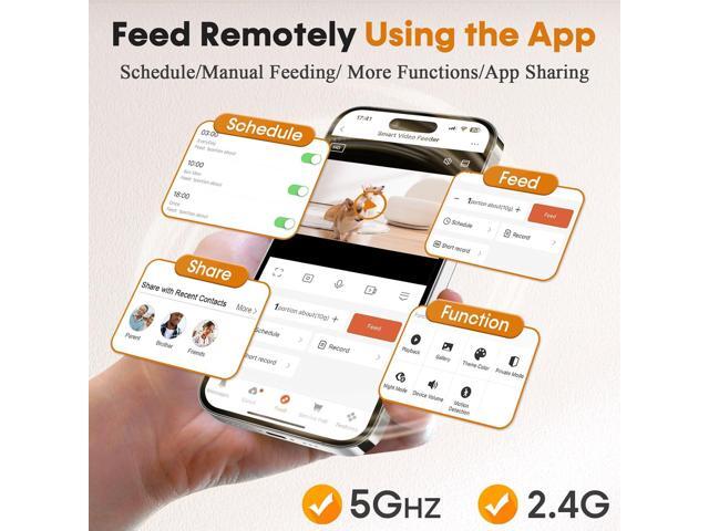 Automatic Dog Feeder with Camera WiFi: 33 Cups 5G App Control Easy Setup Cat Food Dispenser - HD 1080P Video Recording Timed Pet Feeder for Cat Dog...