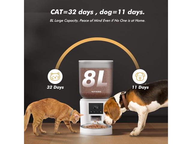 Automatic Dog Feeder - 8L/34 Cups Large Capacity Automatic Cat Food Dispenser with LCD Screen, Large Food Tray, Battery Operated, Timed Cat Feeder,...