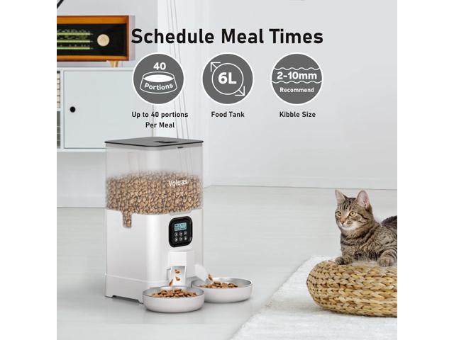 Automatic Cat Feeders for Two Cats, Double Pet Feeder with 2 Stainless Steel Bowls,6L Timed Cat Feeder with Memory Function, Pet Food Dish