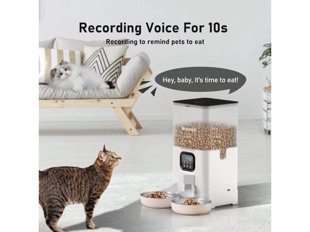 Automatic Cat Feeders for Two Cats, Double Pet Feeder with 2 Stainless Steel Bowls,6L Timed Cat Feeder with Memory Function, Pet Food Dish
