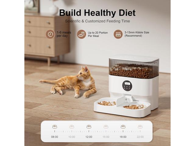 Automatic Cat Feeder - 5L Timed Cat Food Dispenser 2 Cats with 2 Way Splitter, 10s Meal Call Programmable Portion Control Pet Feeder with Desiccant...