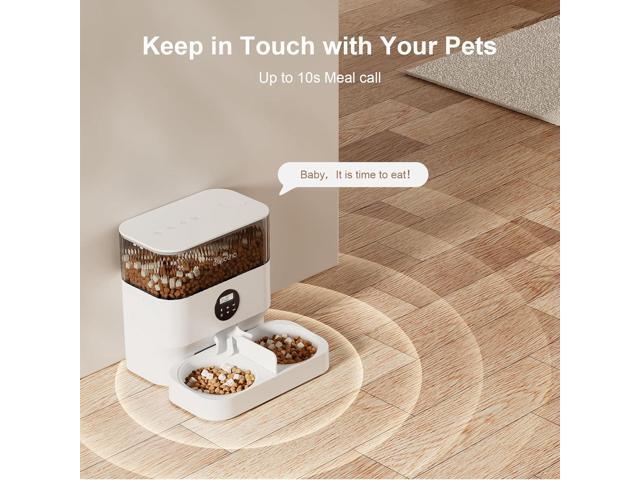 Automatic Cat Feeder - 5L Timed Cat Food Dispenser 2 Cats with 2 Way Splitter, 10s Meal Call Programmable Portion Control Pet Feeder with Desiccant...