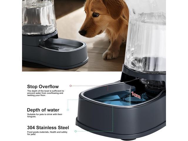 Pet Automatic Dog Water Dispenser Gravity Stainless Steel Waterer & Food Feeder Set, 100% BPA Free Large Capacity Feeding Bowls for Medium &...