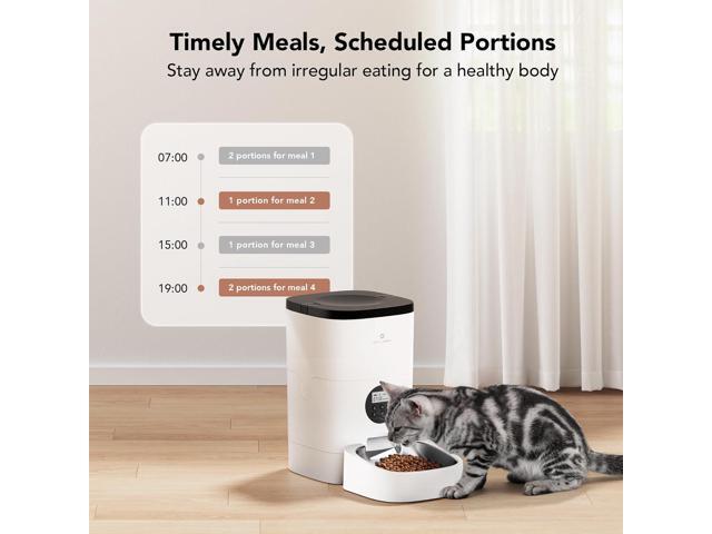 Automatic Cat Feeder, Automatic Cat Food Dispenser with Timer Interactive Voice Recorder, Auto Cat Feeder with 1-4 Meals Control Dry Food, White...