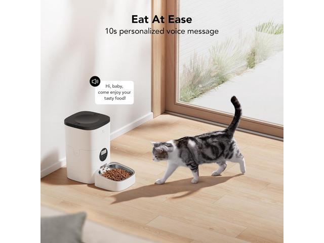 Automatic Cat Feeder, Automatic Cat Food Dispenser with Timer Interactive Voice Recorder, Auto Cat Feeder with 1-4 Meals Control Dry Food, White...