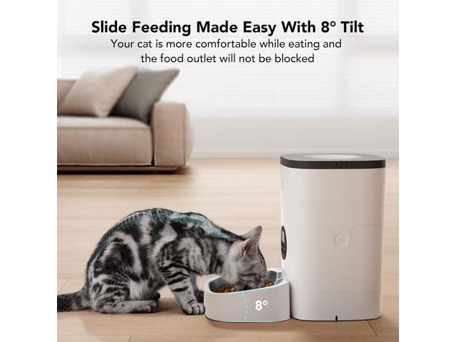 Automatic Cat Feeder, Automatic Cat Food Dispenser with Timer Interactive Voice Recorder, Auto Cat Feeder with 1-4 Meals Control Dry Food, White...