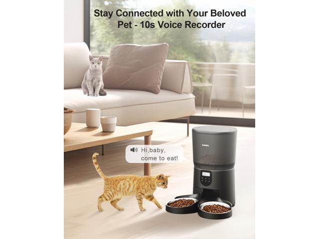 Automatic Cat Feeders for 2 Cats, 6L/25cup Automatic Cat Food Dispenser with 2 Stainless Pet Bowls,10s Meal Call Timer Setting 30 Portions 6 Meals...