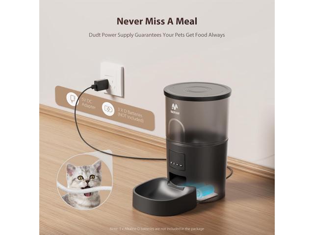 Automatic Cat Food Dispenser, WiFi Cat Feeder with APP Remote Control for Dry Pet Food, Programmable Timer, Dual Power Supply, Slow Feeder for Cats...