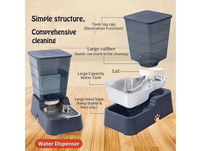 Pets Auto Feeder 5.2L,Food Feeder and Water Dispenser Set for Medium & Large Dogs Cats and Pets Animals (Navy)