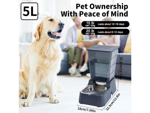 Pets Auto Feeder 5.2L,Food Feeder and Water Dispenser Set for Medium & Large Dogs Cats and Pets Animals (Navy)