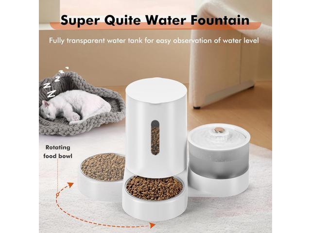 Automatic Cat Feeder with Cat Water Fountain for Indoor Cats Dogs, 2 in 1 Cat Gravity Food Dispenser and Water Dispenser Set for Pets