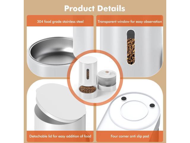 Automatic Cat Feeder with Cat Water Fountain for Indoor Cats Dogs, 2 in 1 Cat Gravity Food Dispenser and Water Dispenser Set for Pets